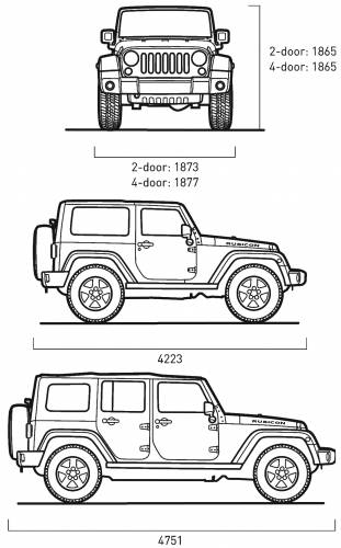 2013 Jeep wrangler unlimited dimensions
