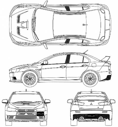 Blueprints Cars Mitsubishi Mitsubishi Lancer Evolution X 2008