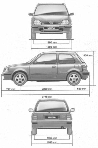 Nissan micra k11 dimensions