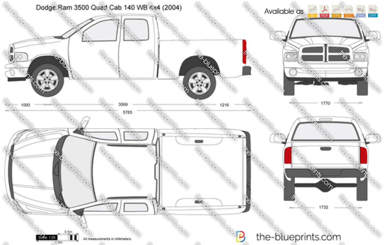 ... -Blueprints.com - Vector Drawing - Dodge Ram 3500 Quad Cab 140 WB 4x4