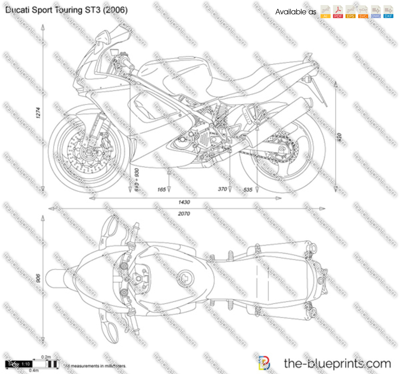 TheBlueprints.com  Vector Drawing  Ducati Sport Touring ST3