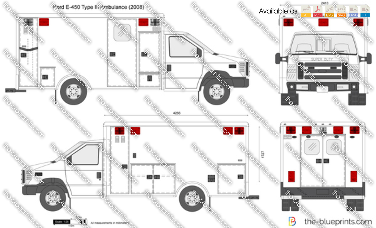 The-Blueprints.com - Vector Drawing - Ford E-450 Type III Ambulance