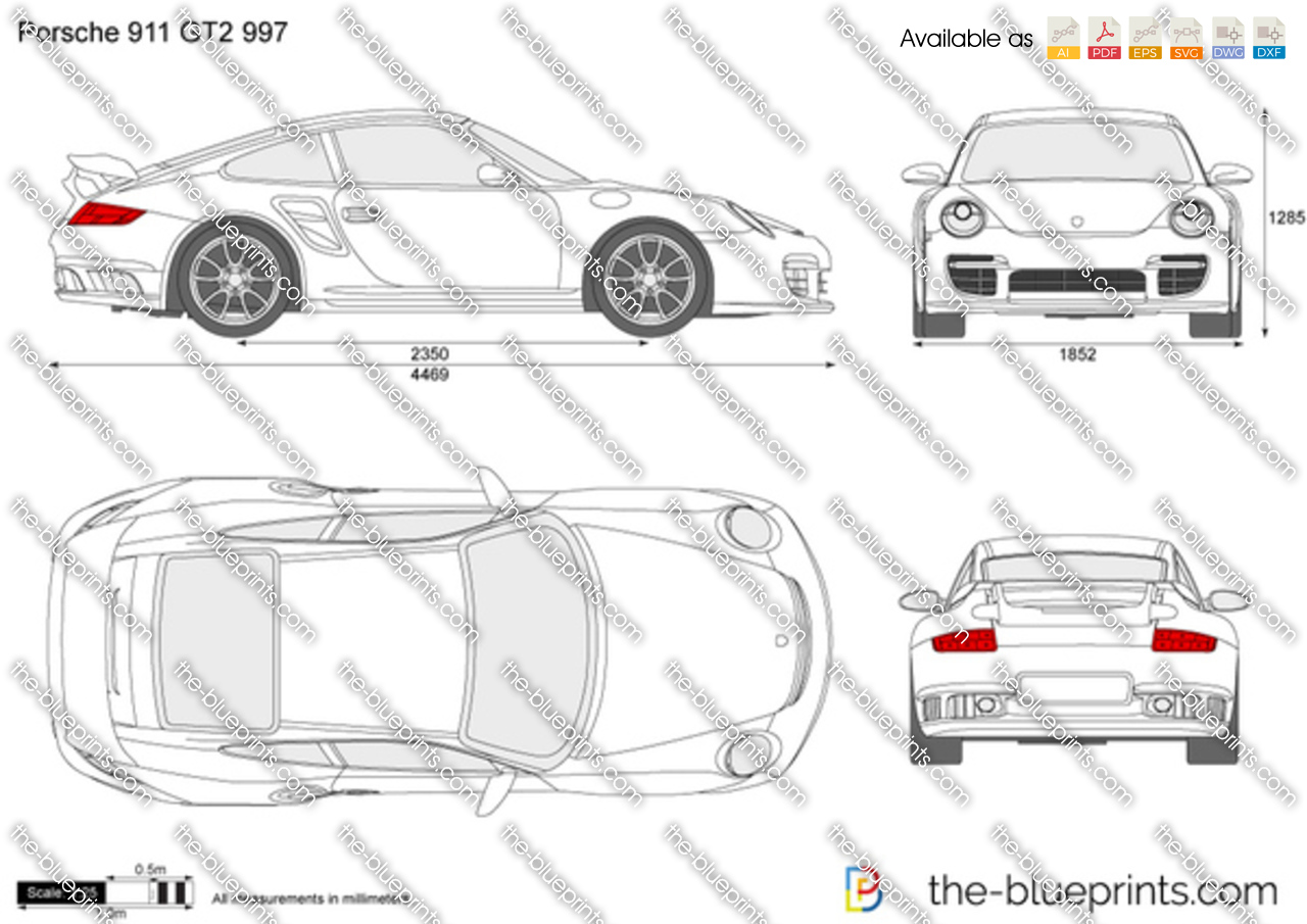 The-Blueprints.com - Vector Drawing - Porsche 911 GT2 997