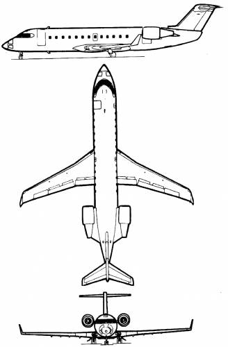Canadair CRJ-200 3-view linedrawings