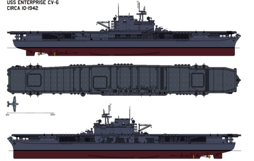USS CV-6 USS ENTERPRISE circa (1942)