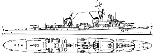 NMF Chateaurenault D607 1957 (ec RN Attilio Regolo Light Cruiser)