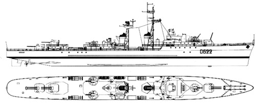 NMF Kersaint D622 1959 ( T 47 Surcouf class Destroyer)