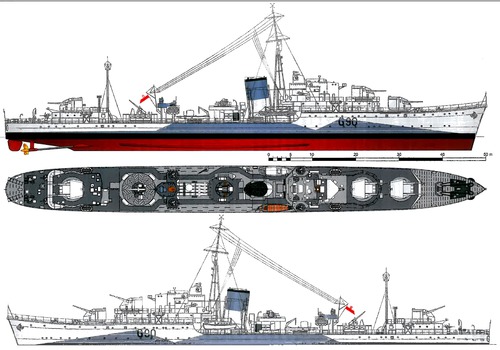 ORP Orkan G90 1943 (ex HMS Myrmidon Destroyer)