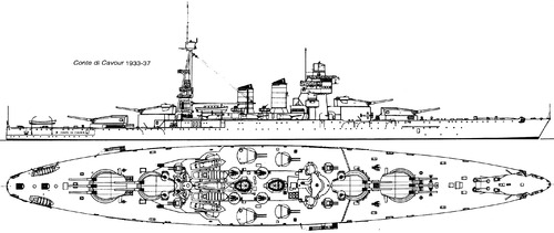 RN Conte di Cavour -7 (Battleship) (1933)
