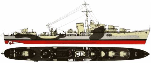 HNS Musketeer  G86 (Destroyer) (1943)