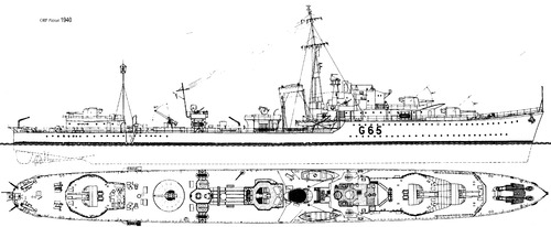 ORP Piorun G65 (ex-HMS Nerissa Destroyer) (1940)
