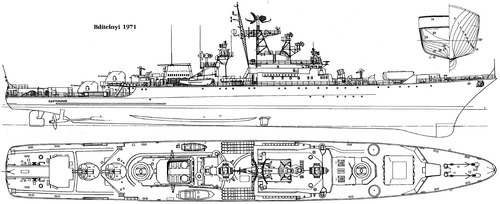 USSR Project 1135 Burevestnik Krivak I Guard Ship Bditelnyy (1971)