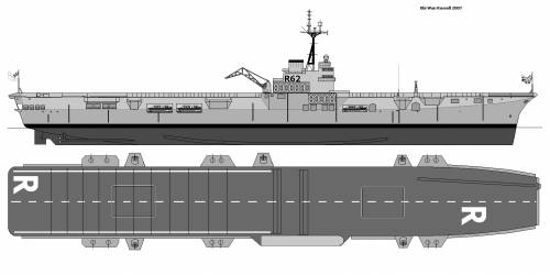 HMS Glory R62 profile and plan