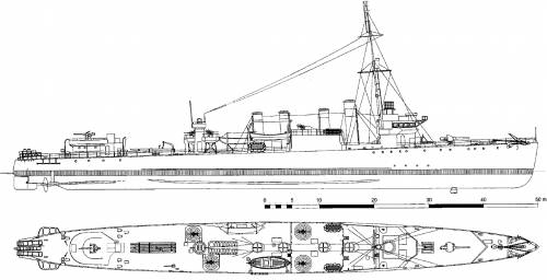 HMS Mansfield [Destroyer] ex USS DD-78 Evans (1942)