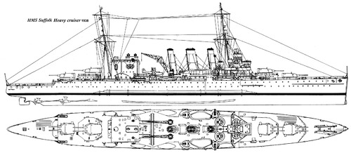 HMS Suffolk 55 (Heavy Cruiser) (1938)