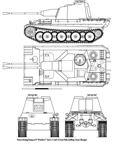 5.5cm Zwilling Flakpanzer mit Panther Fahrgestell (Krupp)