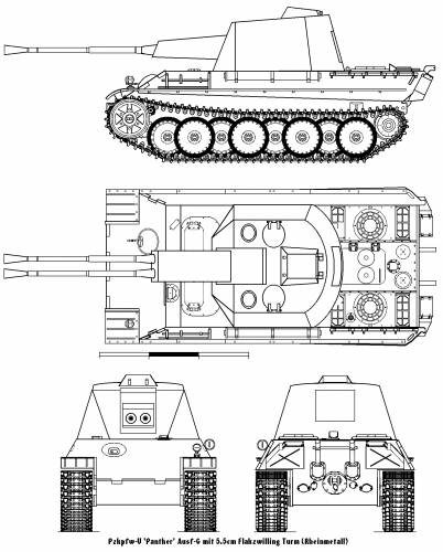 5.5cm Zwilling Flakpanzer mit Panther Fahrgestell (Rheinmetall)