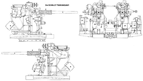 US Navy 3inch Mk 27 Twin Gun