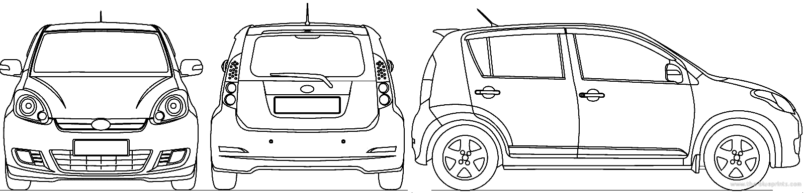 Blueprints > Cars > Various Cars > Perodua Myvi (2008)