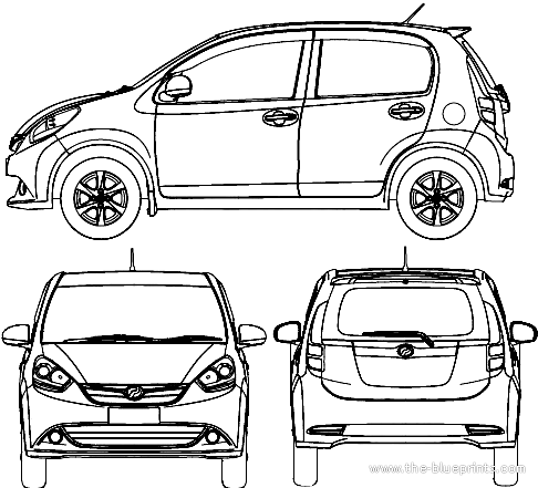 Blueprints > Cars > Various Cars > Perodua Myvi (2011)