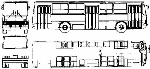 2003 Ikarus 283.01 Bus blueprints free - Outlines