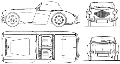 Austin Healey 100 1953 Konstruktionszeichnung/ Blueprint. 