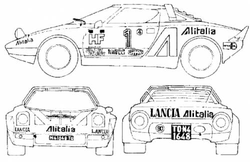 Lancia Strato HF GT Bertone 1972 Konstruktionszeichnung Blueprint 