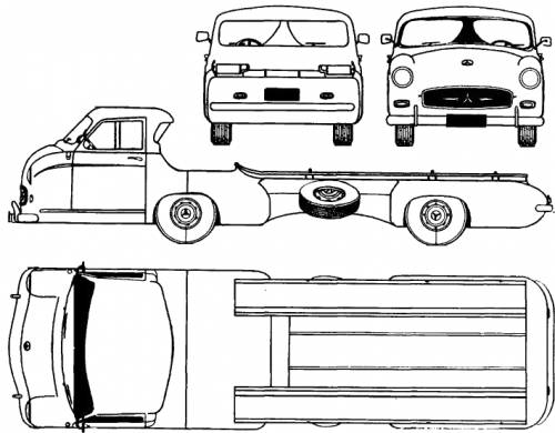 Blueprints > Cars > Mercedes-Benz > Mercedes-Benz Race Car Transporter  (1955)