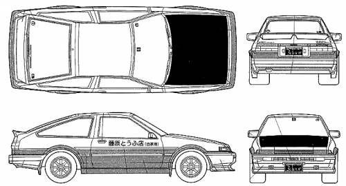 Blueprints Cars Toyota Initial D Ae86 F Takumi