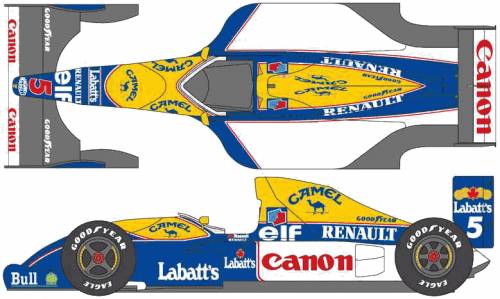 Blueprints Cars Williams Williams Fw14 F1 Gp 1991