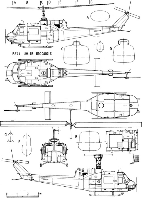 Blueprints Helicopters Bell Bell 4 Uh 1b Iroquois Huey