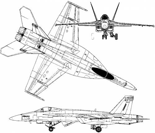 Blueprints > Modern airplanes > McDonnell Douglas > McDonnell Douglas F/A-18E  Super Hornet (USA) (1995)