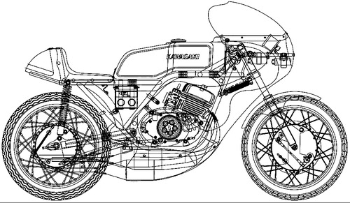 plisseret Champagne midlertidig Blueprints > Motorcycles > Kawasaki > Kawasaki H1R 500cc (1970)
