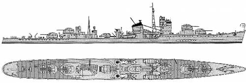 TERUTSUKI  japanese destroyer plans