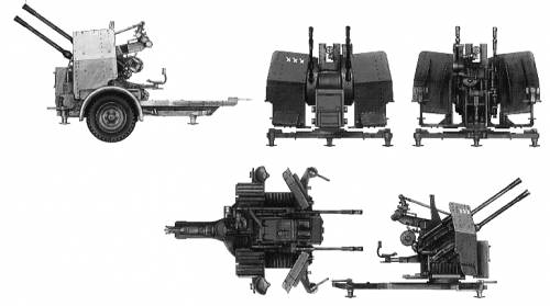 Blueprints Weapons Artillery And Cannons 2cm Flak Vierling 38