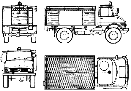 Último Mercurio Círculo de rodamiento Blueprints > Trucks > Mercedes-Benz > Mercedes-Benz Unimog U416 Fire Truck ( 1960)