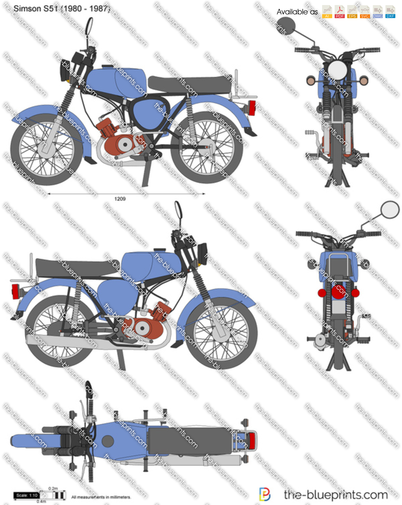 Simson S51 vector drawing