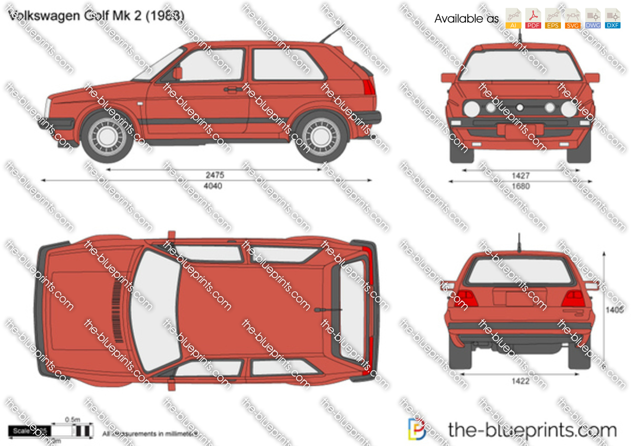 Volkswagen Golf II vector drawing