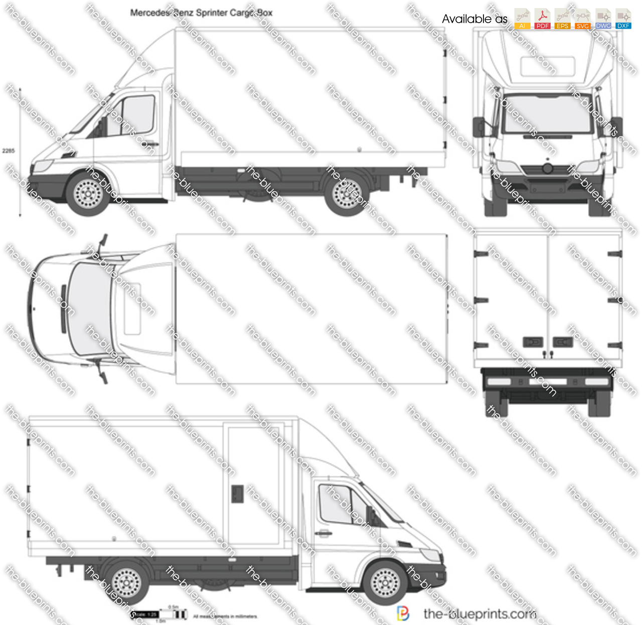 Mercedes-Benz Sprinter Cargo Box vector drawing