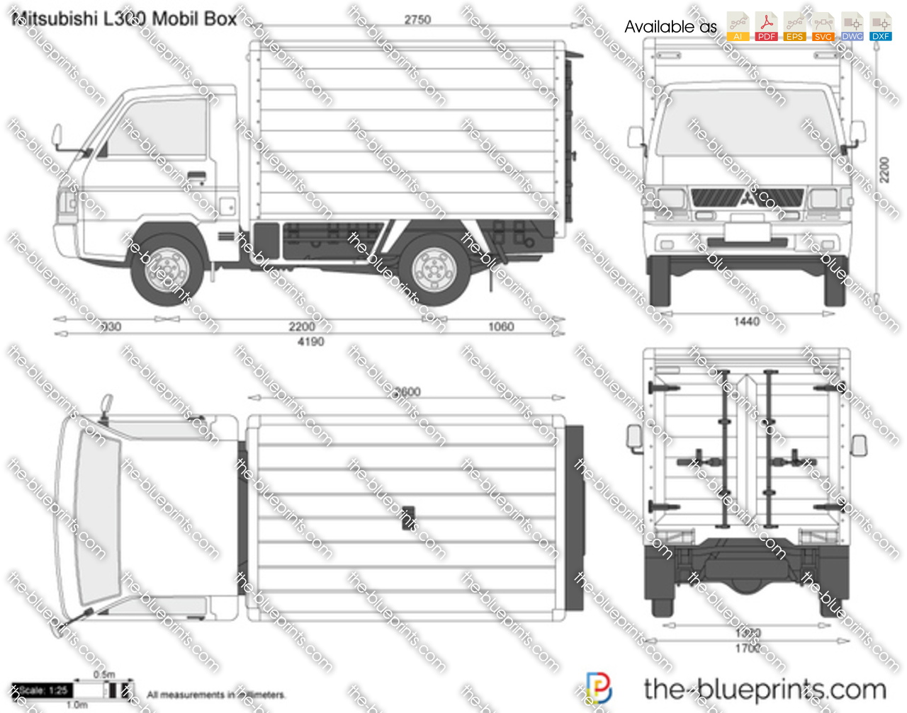 Mitsubishi L300 Mobil Box vector drawing