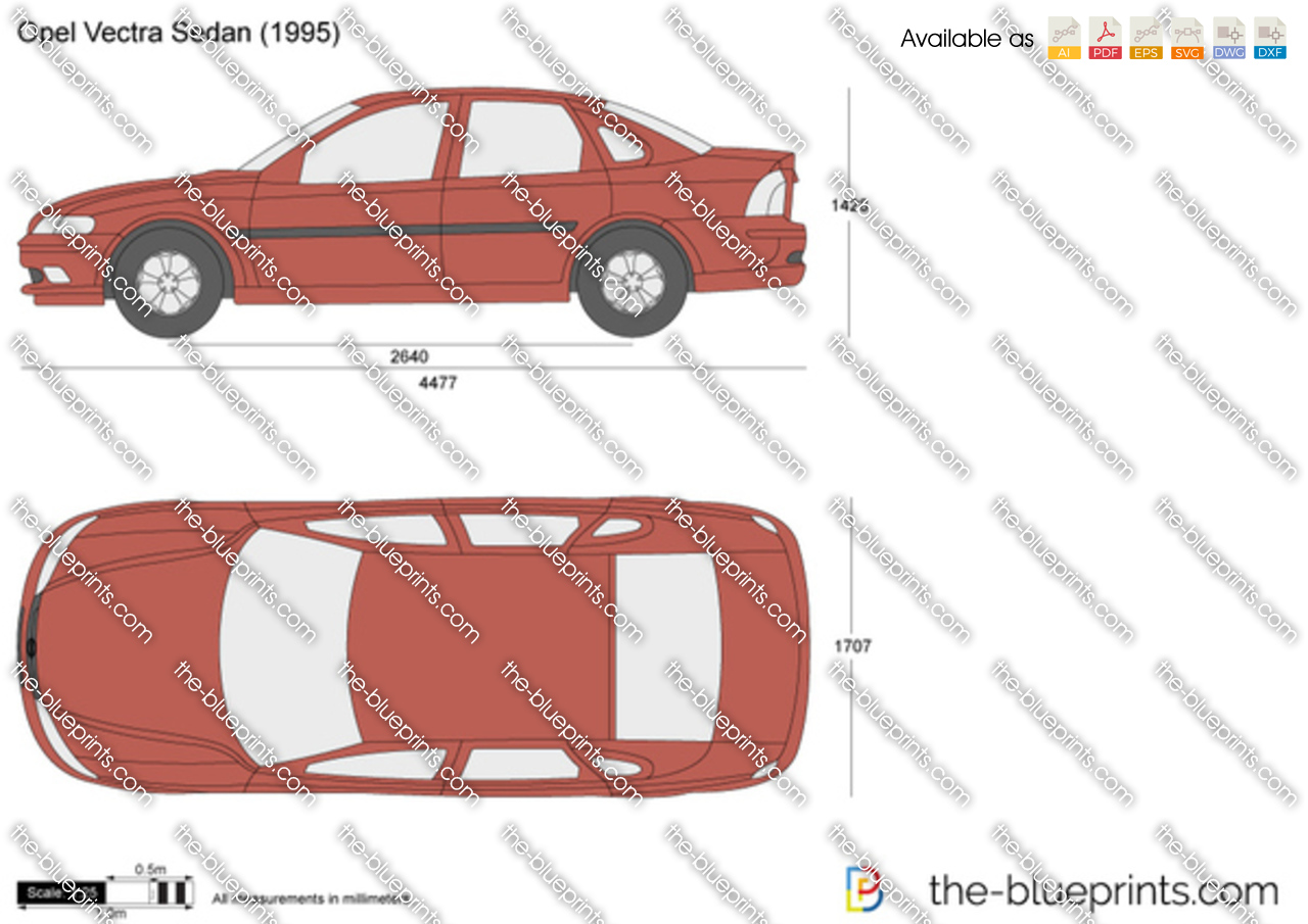 The two-dimensional draft of a vehicle Opel Vectra B-side view [4]