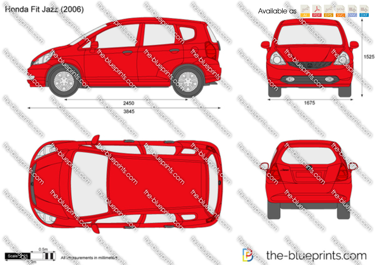  Honda  Fit Jazz  vector  drawing