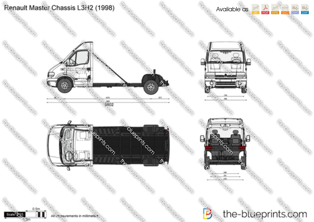 Renault Master Chassis L3H2 vector drawing