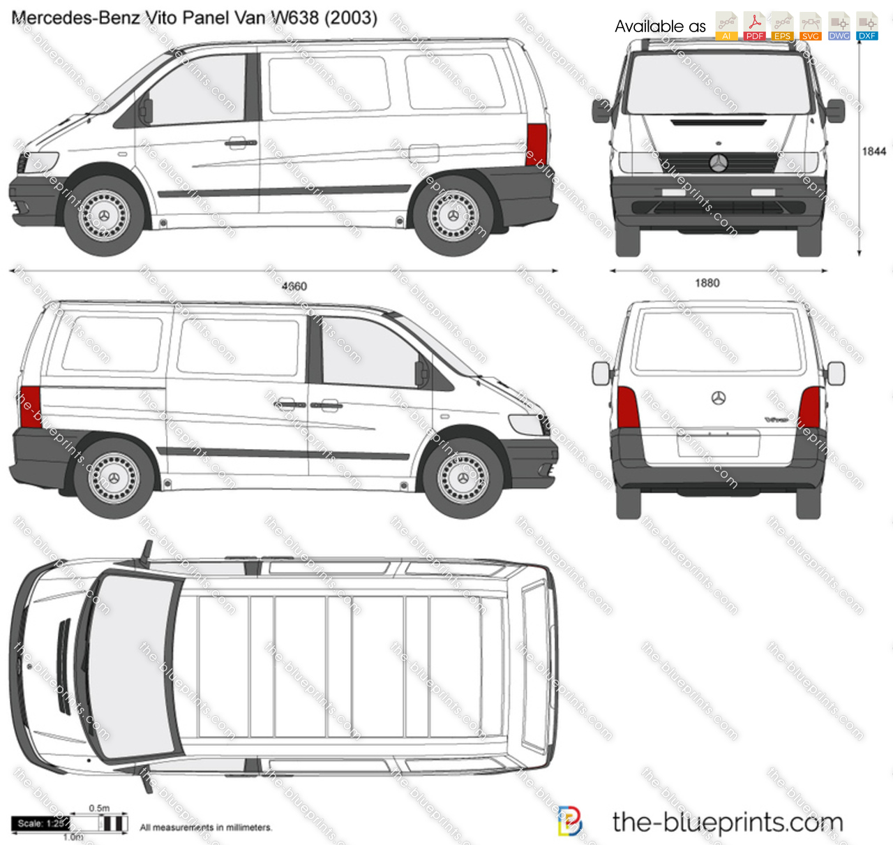 Mercedes-Benz Vito Panel Van W638 vector drawing