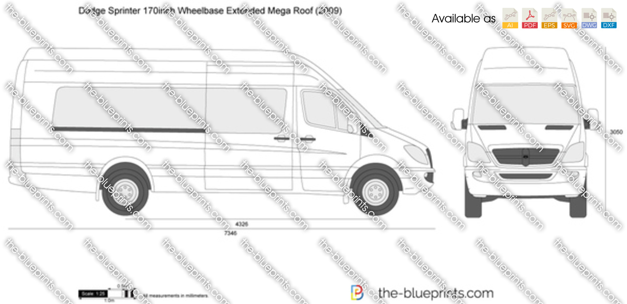 Dodge Sprinter 170inch Wheelbase Extended Mega Roof Vector