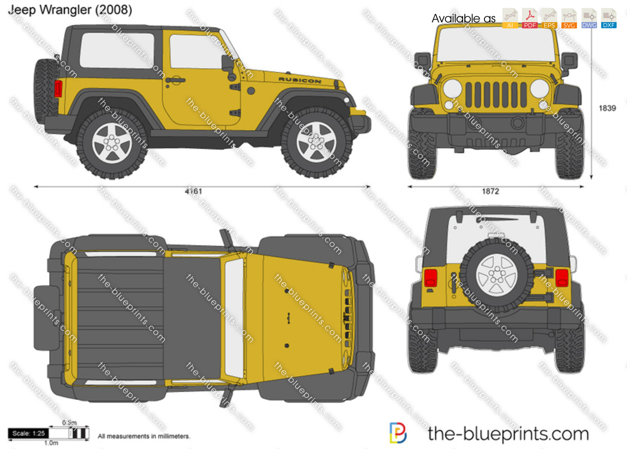 Jeep Wrangler JK vector drawing