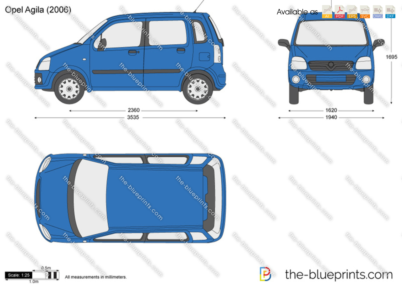 Download drawing Opel Agila Hatchback 2003 in ai pdf png svg formats