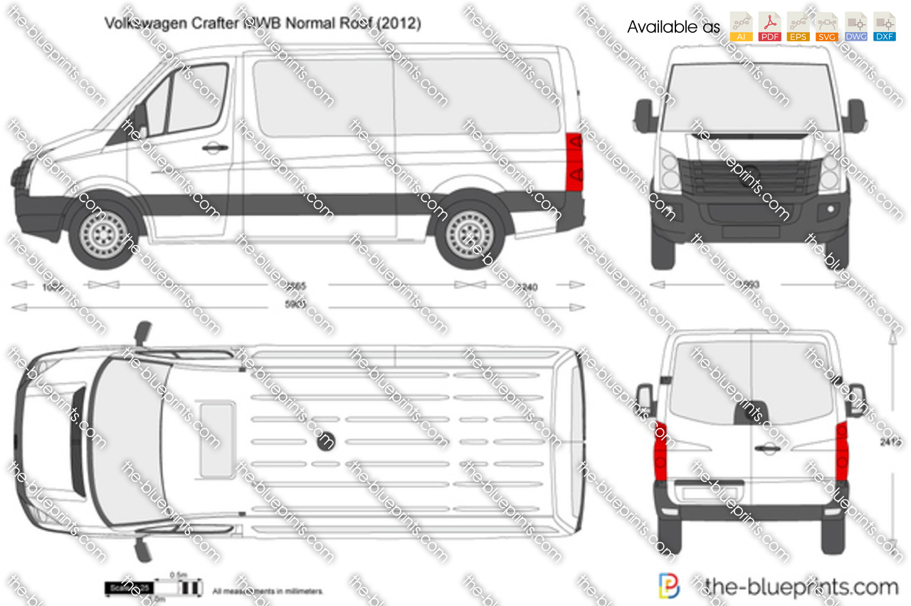 Volkswagen Crafter MWB Normal Roof vector drawing