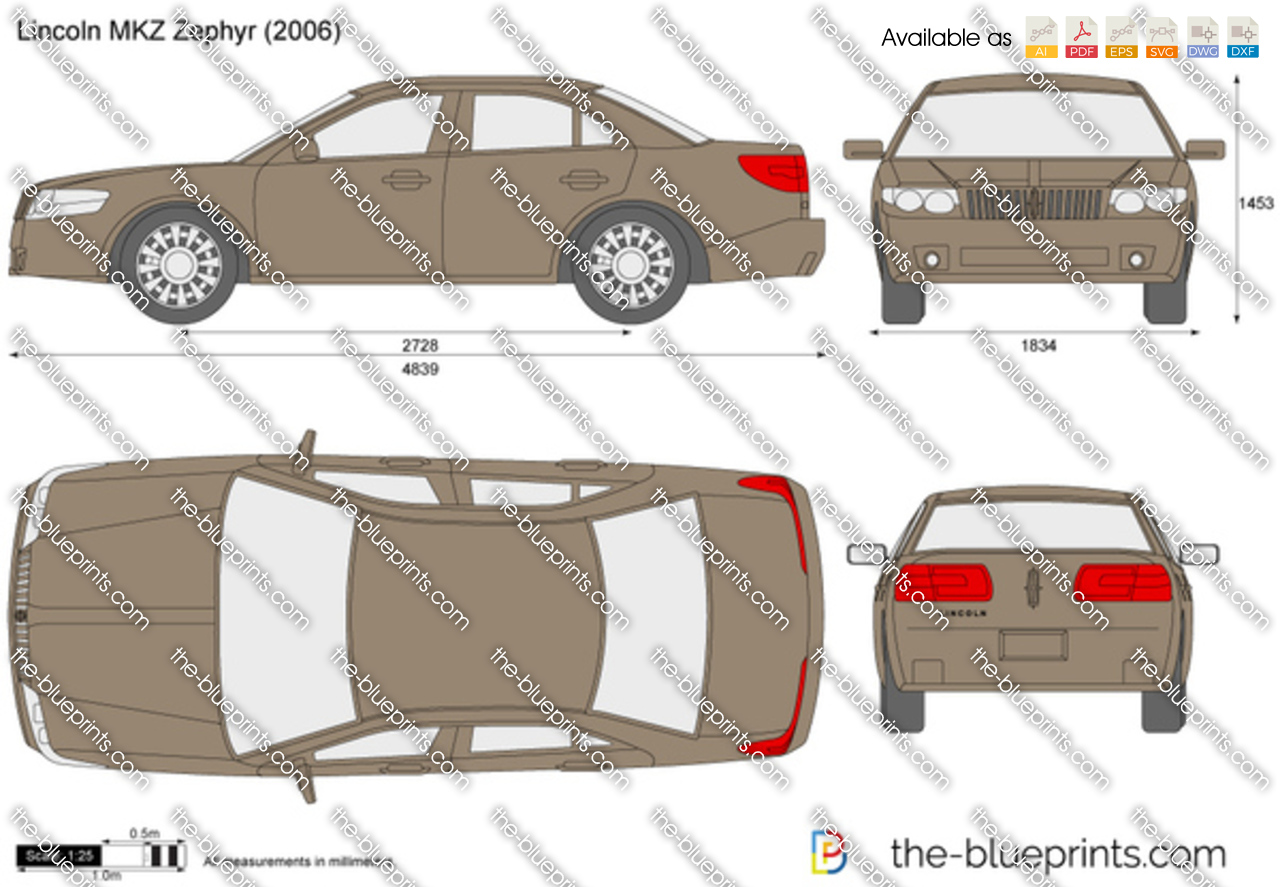 Lincoln MKZ Zephyr vector drawing