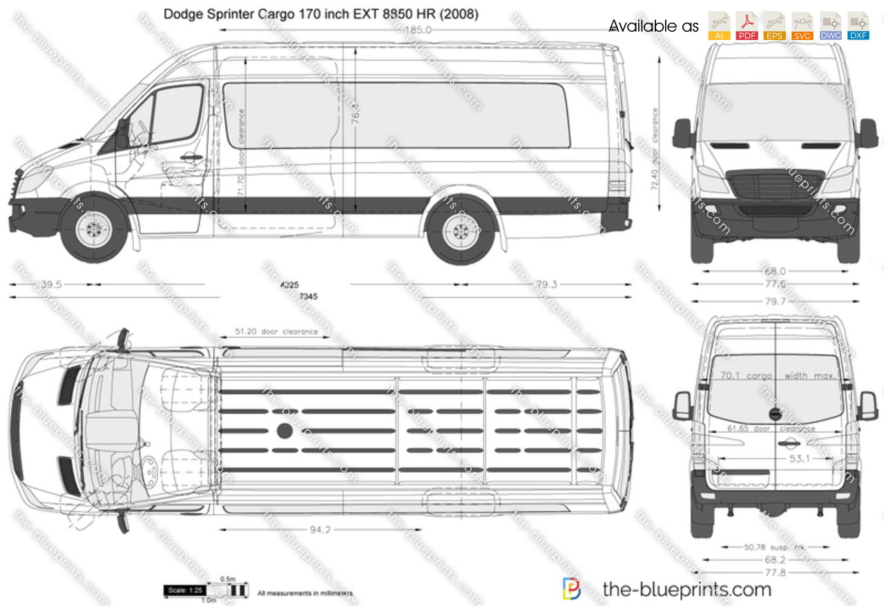 Dodge Sprinter Cargo 170 Inch Ext 8850 Hr Vector Drawing
